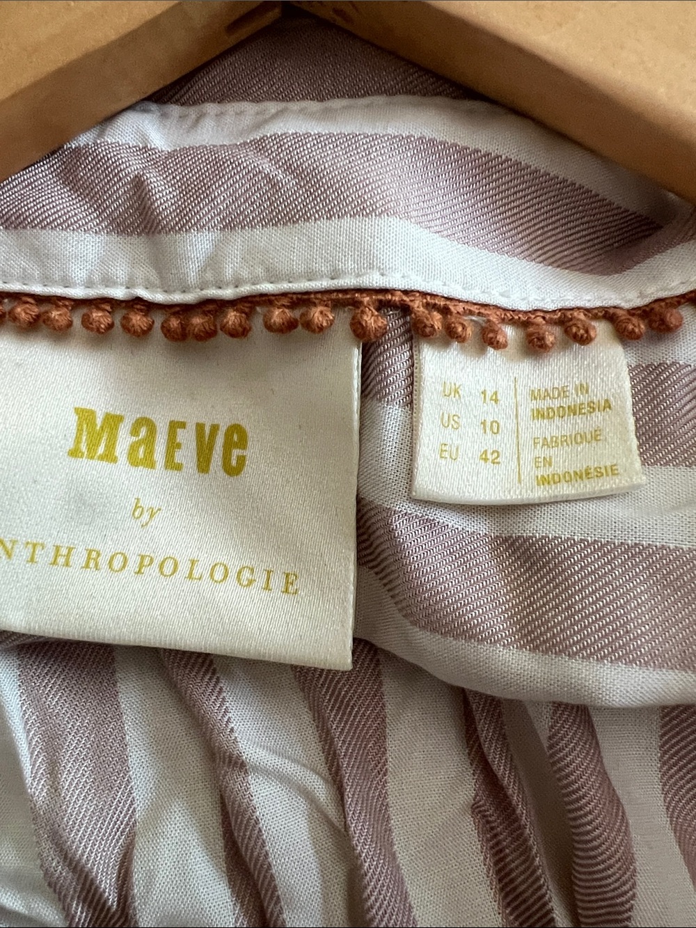 Maeve Cream and White Striped Button-Front Wrap Blouse - Picture 6 of 6